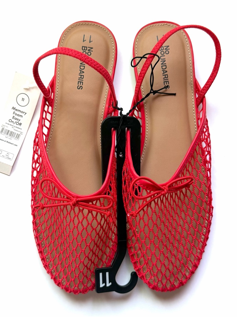 No Boundaries Red Mesh Slingback Flats - Women's Size 11
